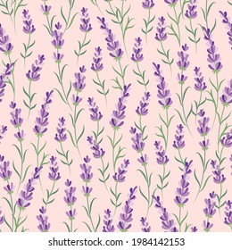 Delicate Lavender flowers Seamless Pattern