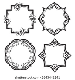 Delicate Leafy Vintage Decoratieve Floral Frames Vector Set Packs

