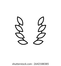 Delicate Leaves Adornment Line Art Illustration On Transparent Surface