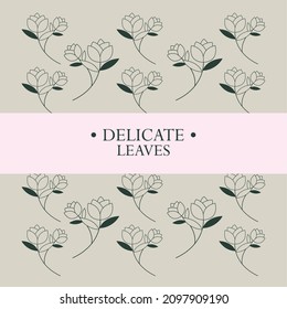 delicate leaves banner pattern design
