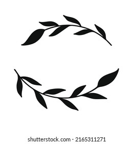 Delicado sale de la frontera. Marco floral dibujado a mano. Elemento decorativo para la invitación a la boda, diseño de vacaciones. Silhouette de ramas románticas. Ilustración vectorial aislada.