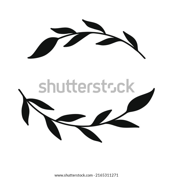 Delicate leaves border.\
Hand drawn floral frame. Decorative element for wedding invitation,\
holiday design. Romantic branches silhouette. Vector illustration\
isolated.