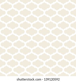 delicate light beige retro shaped regular geometric elements in horizontal rows on white background seamless pattern