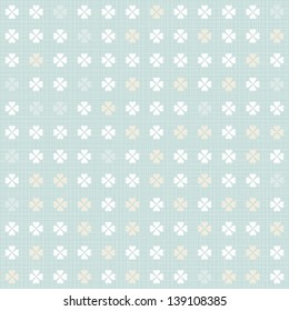 delicate light little clovers regular geometric elements in rows on blue background seamless pattern