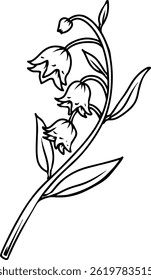 Delicate Lily of the Valley Line Art Illustration