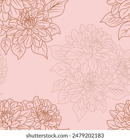 Delicate line art vector pattern design featuring pastel-colored flowers and leaves, perfect for elegant and modern projects