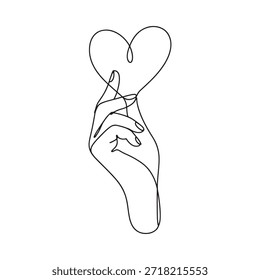 A delicate line drawing of hands forming a heart shape with minimalist style