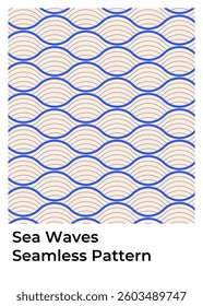 Delicate Line Sea Pattern: Light Blue and White Wavy Design