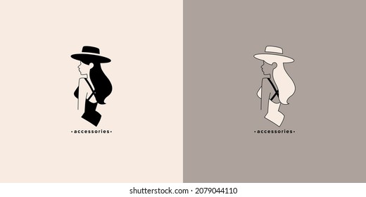 Delicate logo for a female business, a linear image of a female figure. Natural beauty and youth. Minimalistic woman, simple logo for beauty, health, personal care, massage industry.