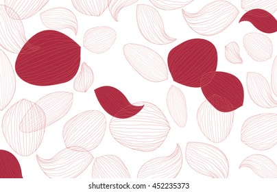 Delicate lotus flower petals on white background. Outline vector creative pattern, eps10 modern design floral template