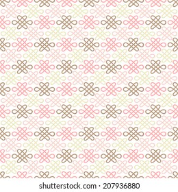 Delicate lovely vector seamless pattern (tiling). Fond pink, white and brown colors. Endless texture can be used for printing onto fabric and paper or invitation. Floral shapes.