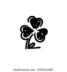 Delicate and lucky, this black and white doodle showcases a clover, a timeless symbol of good fortune and the magic of the Irish. Vector illustration.