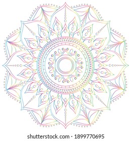 Delicate magical gradient mandala for contemplation, harmony and yoga meditation