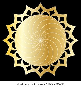 Delicate magical symmetrical gradient floral golden mandala for contemplation, harmony and yoga meditation to bring abundance, love and joy to life