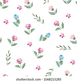 Delicate Magnolia and tea rose. Vector seamless pattern. Cute floral background for textile, design, book and diary covers, wallpapers, print, gift packaging and scrapbook 
