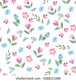 Delicate Magnolia and tea rose. Vector seamless pattern. Cute floral background for textile, design, book and diary covers, wallpapers, print, gift packaging and scrapbook 