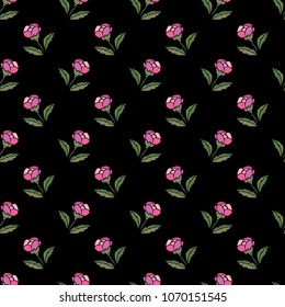 Delicate Magnolia and tea rose. Vector seamless pattern. Cute floral background for textile, design, book and diary covers, wallpapers, print, gift packaging and scrapbook