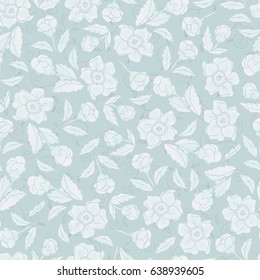 Delicate Magnolia and tea rose. Vector seamless pattern. Cute floral background for textile, design, book and diary covers, wallpapers, print, gift packaging and scrapbook
