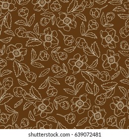 Delicate Magnolia and tea rose. Vector seamless pattern. Cute floral background for textile, design, book and diary covers, wallpapers, print, gift packaging and scrapbook