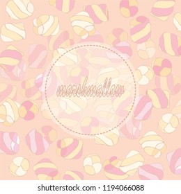 Delicate marshmallows. Cocoa marshmallows. Sweet dessert. Pastry. Chewed marshmallows.