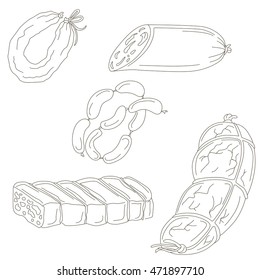 Delicate meats, vector sketch