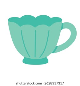 Delicate mint green mug shaped like a flower, great for tea, prints and cozy decor.