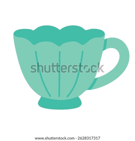 Delicate mint green mug shaped like a flower, great for tea, prints and cozy decor.