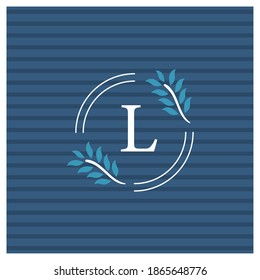 delicate monogram elegant with letter L, on blue background vector illustration design