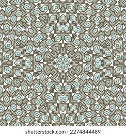 Delicate mosaic periodic pattern vector design. Funky rug motif. Interior mosaic pattern. Oriental ethnic design. Tiled shapes geometry.