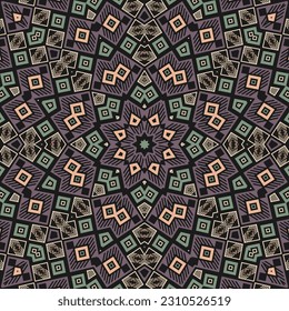 Delicate mosaic seamless ornament vector design. Tetro blanket print. Stylized geometrical ornament. Japan traditional composition. Royal background.