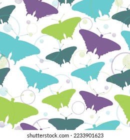 Delicate multicolored butterflies on a white background, seamless pattern.  Seamless texture. Grunge. Vector eps 10