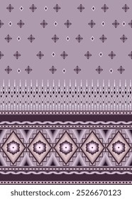 Delicate Native Indian American-inspired pattern in lavender hues. Features ornate floral motifs, diamond shapes, and symbolic elements. Suitable for textile, decoration, and heritage projects.