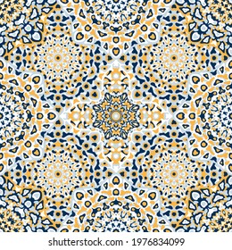 Delicate openwork geometric floral seamless pattern vector fashionable graphic design for textile print, ethnic batik, cloth fabric. Floral geometric abstract ornament.