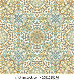 Delicate openwork geometric floral seamless pattern vector fashionable graphic design for textile print, ethnic batik, cloth fabric. Floral geometric abstract ornament.