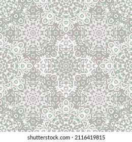 Delicate openwork geometric floral seamless pattern vector fashionable graphic design for textile print, ethnic batik, cloth fabric. Floral geometric abstract ornament.