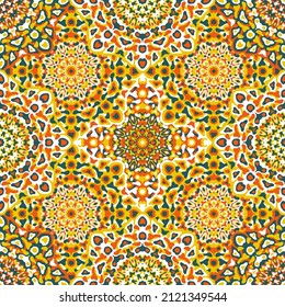Delicate openwork geometric floral seamless pattern vector fashionable graphic design for textile print, ethnic batik, cloth fabric. Floral geometric abstract ornament.
