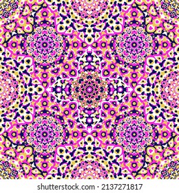 Delicate openwork geometric floral seamless pattern vector fashionable graphic design for textile print, ethnic batik, cloth fabric. Floral geometric abstract ornament.