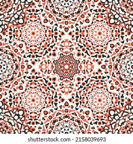 Feine, geometrische, florale, nahtlose Muster, vektor-modische grafische Gestaltung für den Stoffdruck, ethnische Batik, Stoffgewebe. Blumengeometrische abstrakte Ornamente.