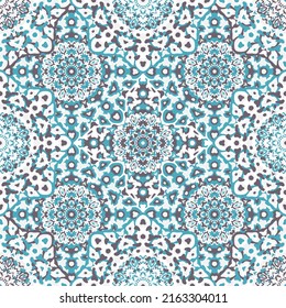 Delicate openwork geometric floral seamless pattern vector fashionable graphic design for textile print, ethnic batik, cloth fabric. Floral geometric abstract ornament.