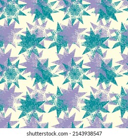 delicate openwork stars with carved botanical motifs vector seamless pattern