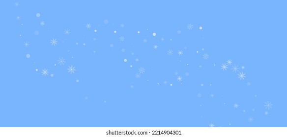 Delicate openwork white snowflakes. Snow, snowfall. Falling scattered blue snowflakes on a blue background. Vector