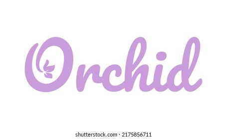 Delicate orchid flower logo. Text with a flower in the letter o.