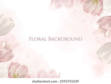 Delicate pale pink tulips background with soft spring flowers, elegant floral design for seasonal decorations, greeting cards, and nature-inspired artwork