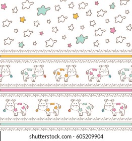 Delicate pastel background with cows. Wallpaper
