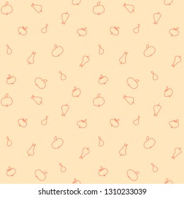 Delicate pastel children's seamless pattern: contour of fruits, apples and pears