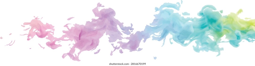 Delicate pastel colored ink patterns flowing in water isolated on white background with abstract colorful background - Generated with AI