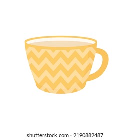 Delicate, pastel cup with print in cartoon style for little girls, vector illustration.