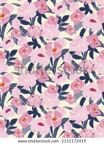 delicate pastel light floral pattern with paint strokes