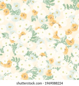 Delicate pastel pattern with wild rose flowers.