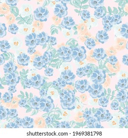 Delicate pastel pattern with wild rose flowers.